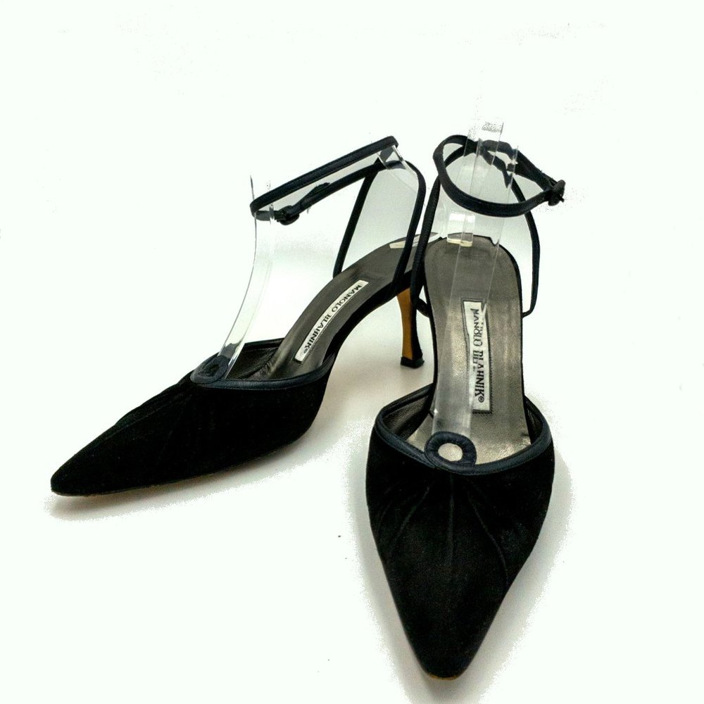 Manolo Blahnik Black Suede Pumps